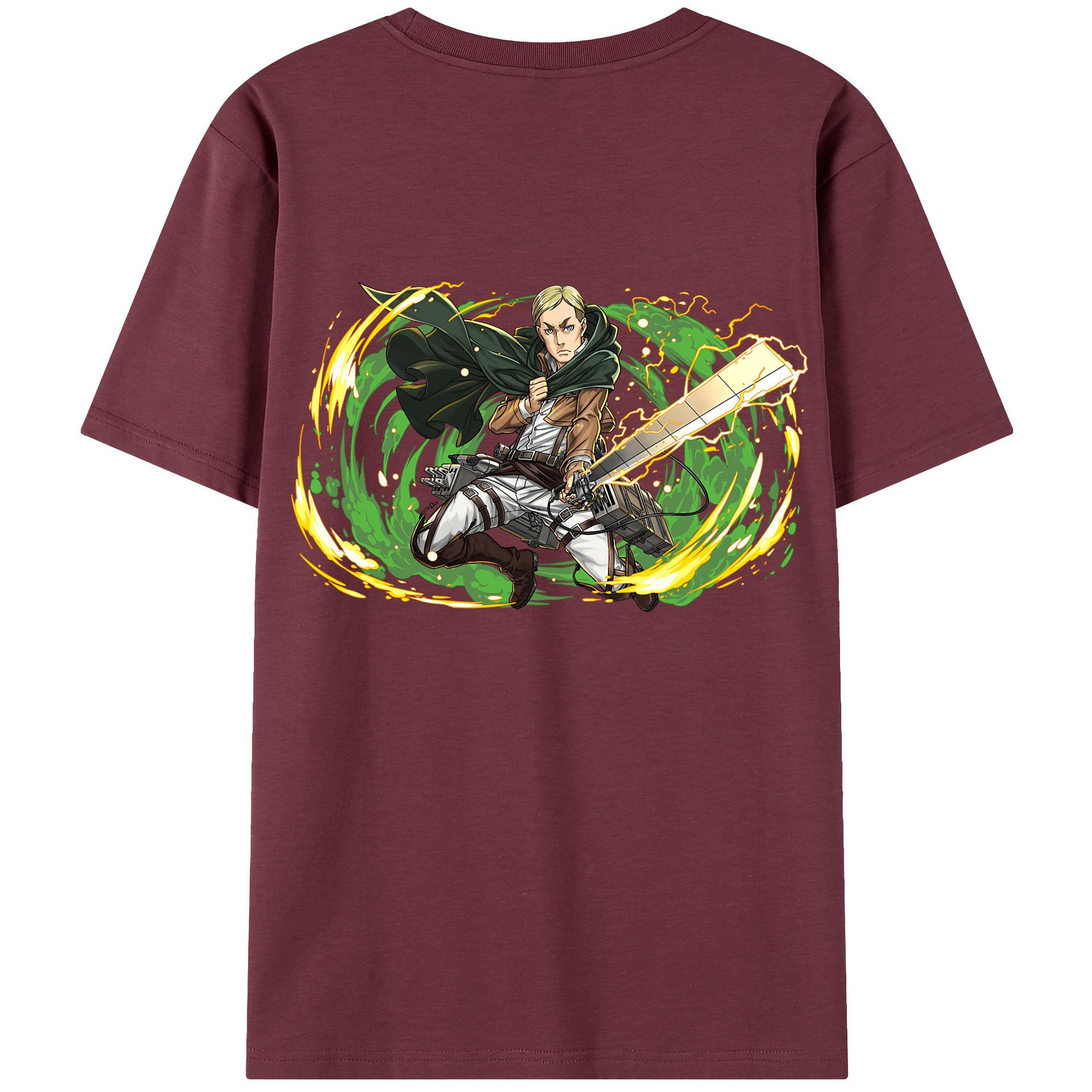 （画像用） 進撃の巨人 エルヴィン・スミス Attack on Titan Erwin Smith 綿100％半袖Tシャツ（背面プリント）